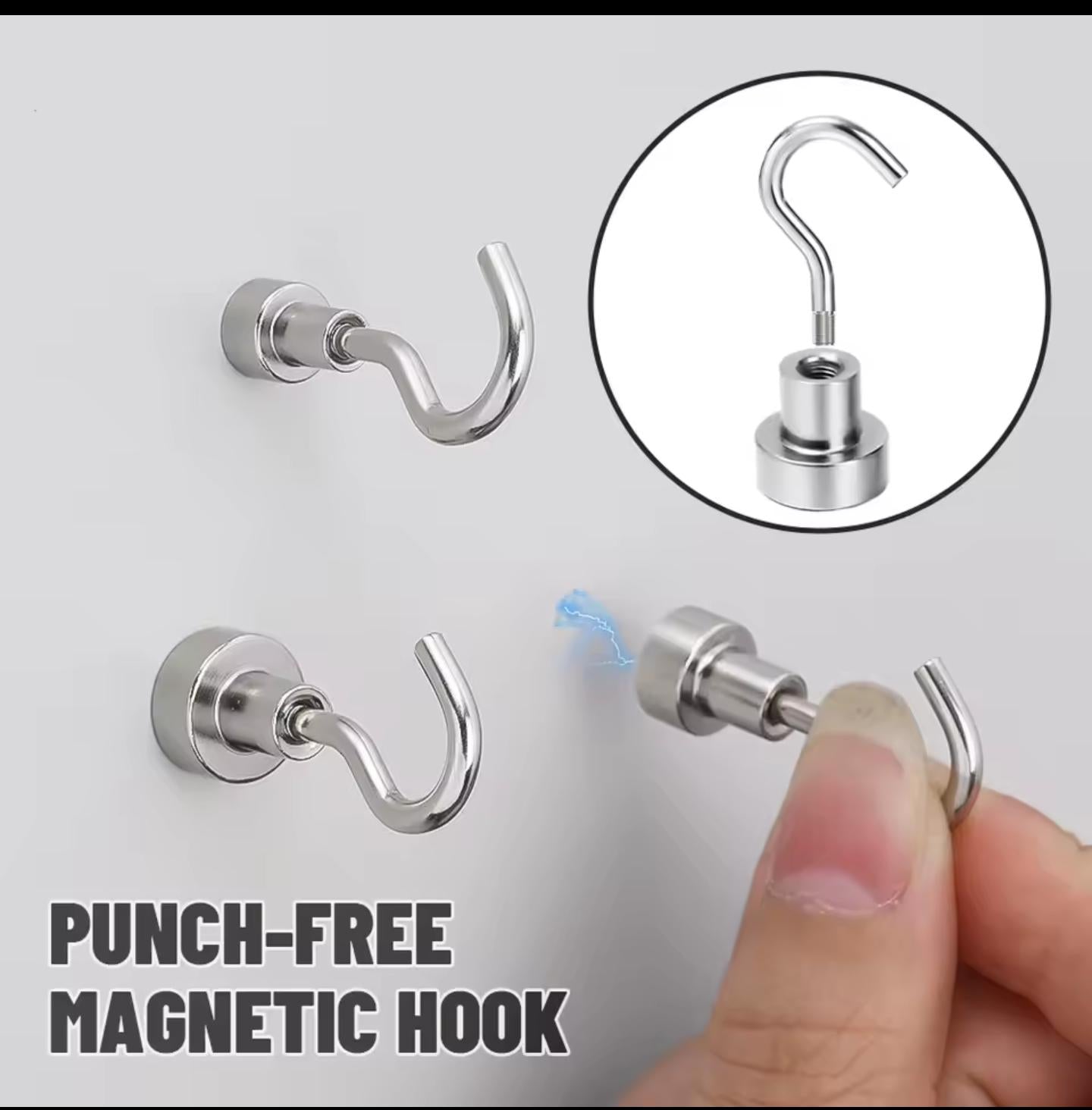 Punch Free Magnetic Hook (Pack of 2)