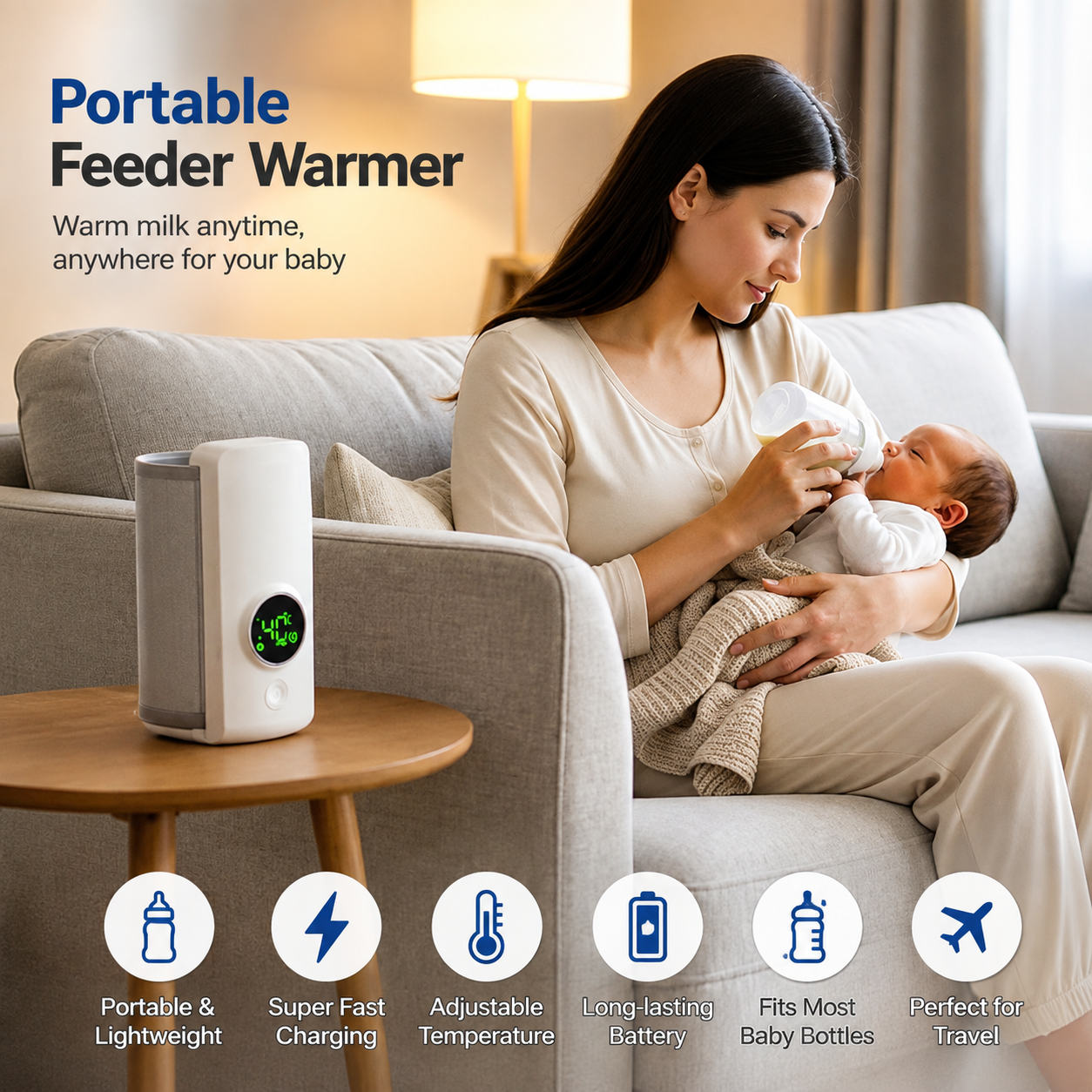 Smart Baby Milk Heater with Digital Temperature Display – Portable Bottle Warmer