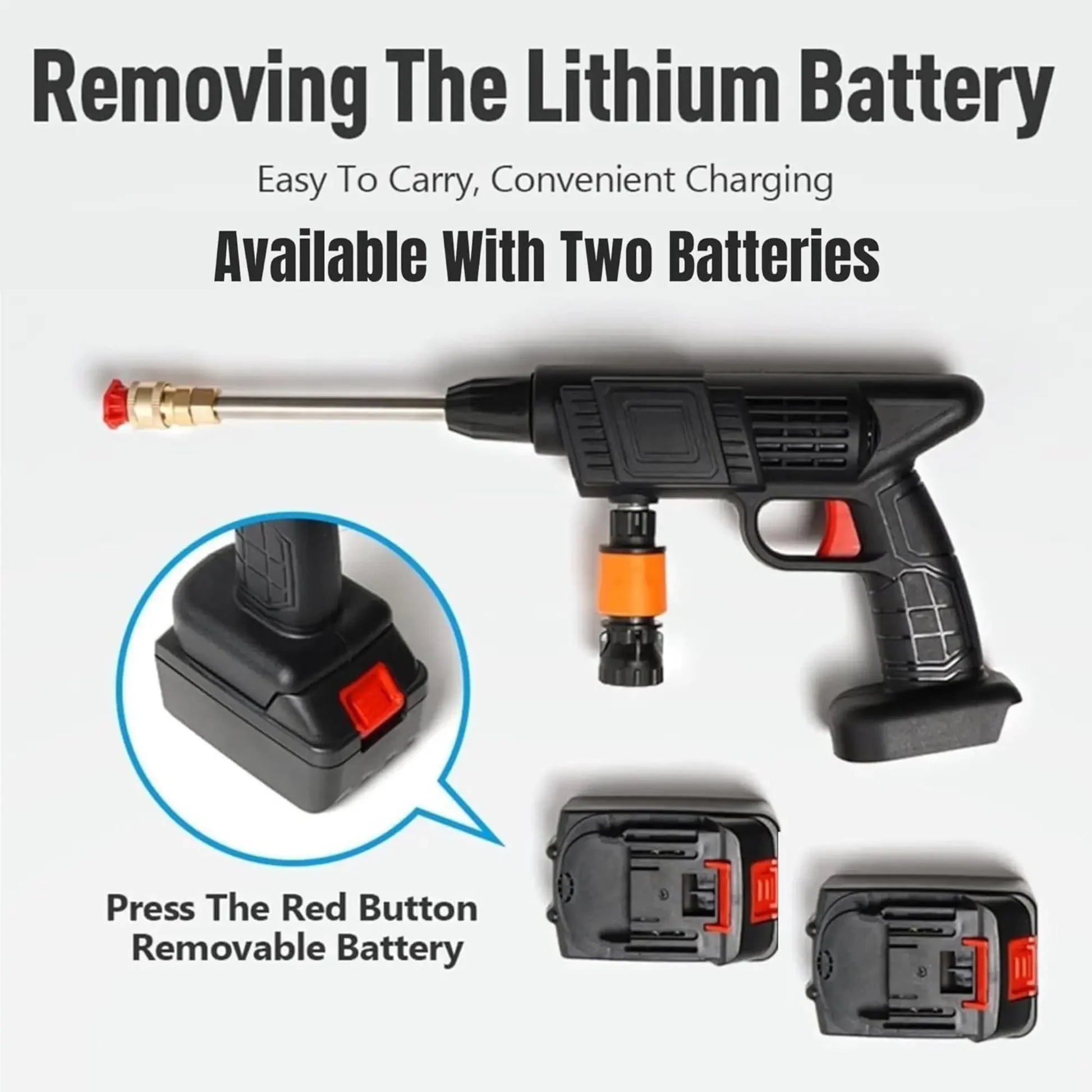 High Pressure Washer Gun | Cordless Car & Solar Home Cleaner