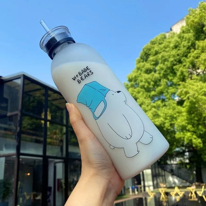 1000ml We Bare Bear Water Bottle (Double Cap)