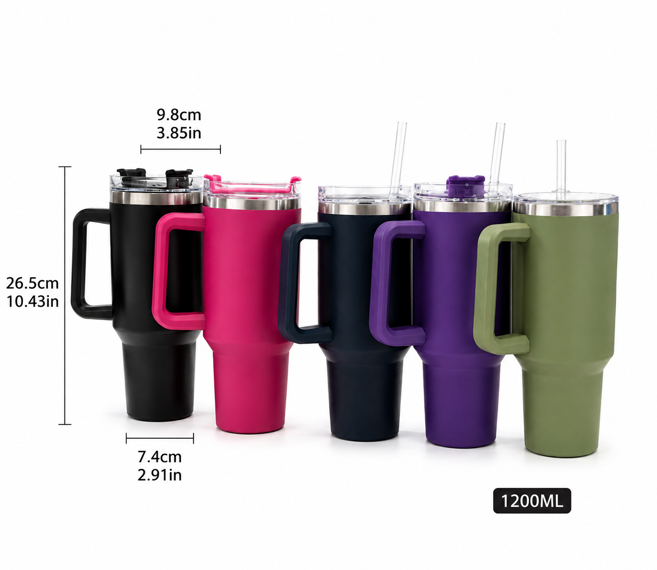 1200ml Stainless Steel Tumbler with straw and box