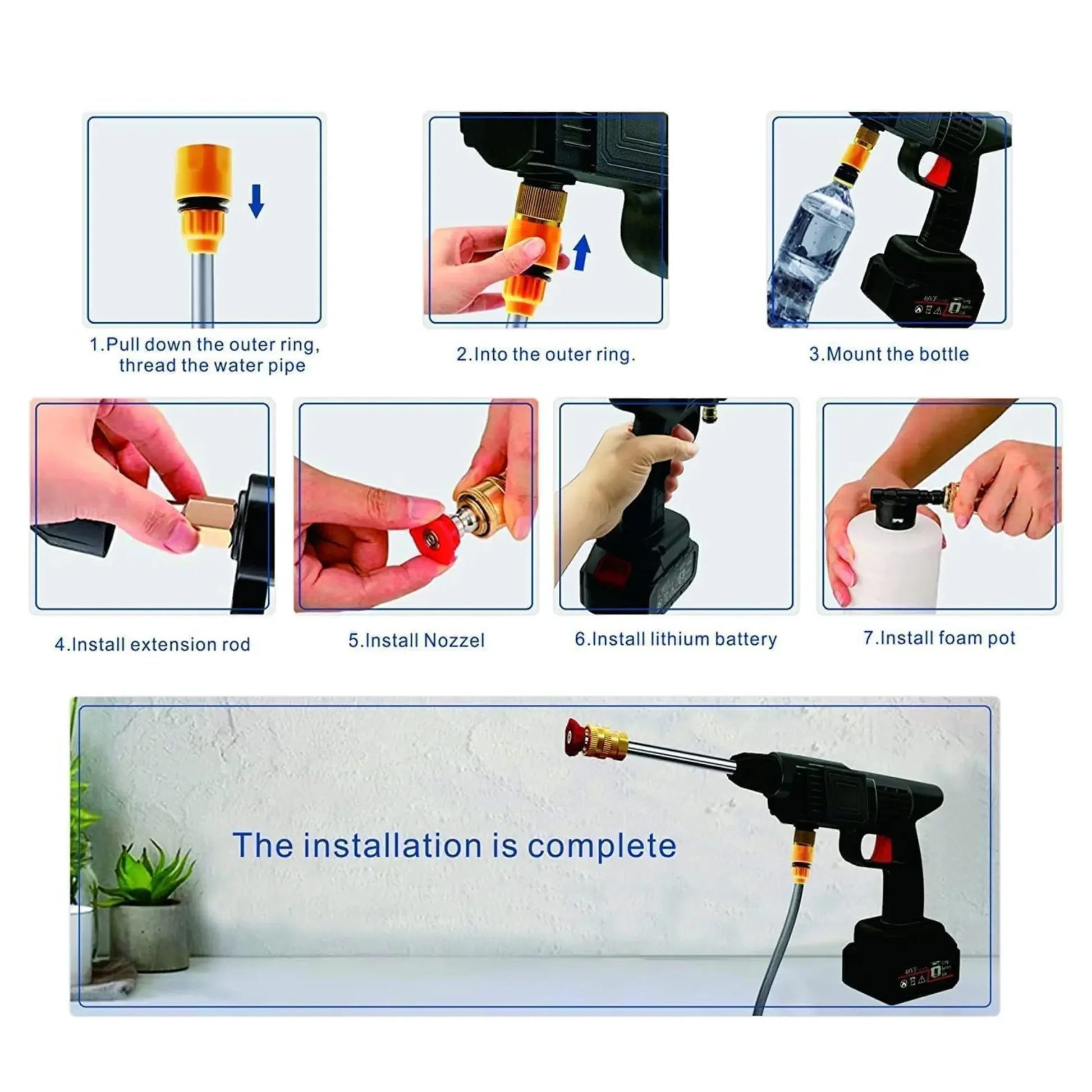 High Pressure Washer Gun | Cordless Car & Solar Home Cleaner