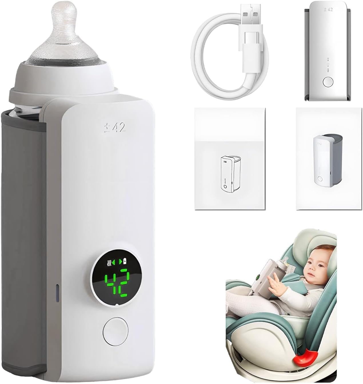 Smart Baby Milk Heater with Digital Temperature Display – Portable Bottle Warmer