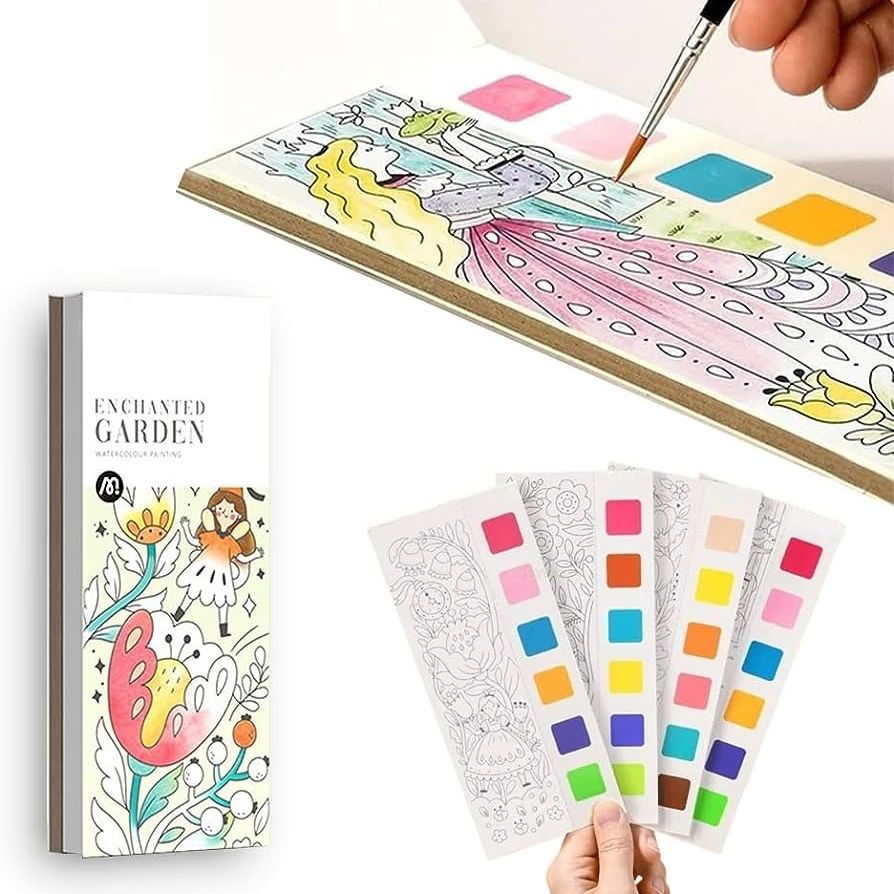 Water Colour Book 7 Pages With Brush