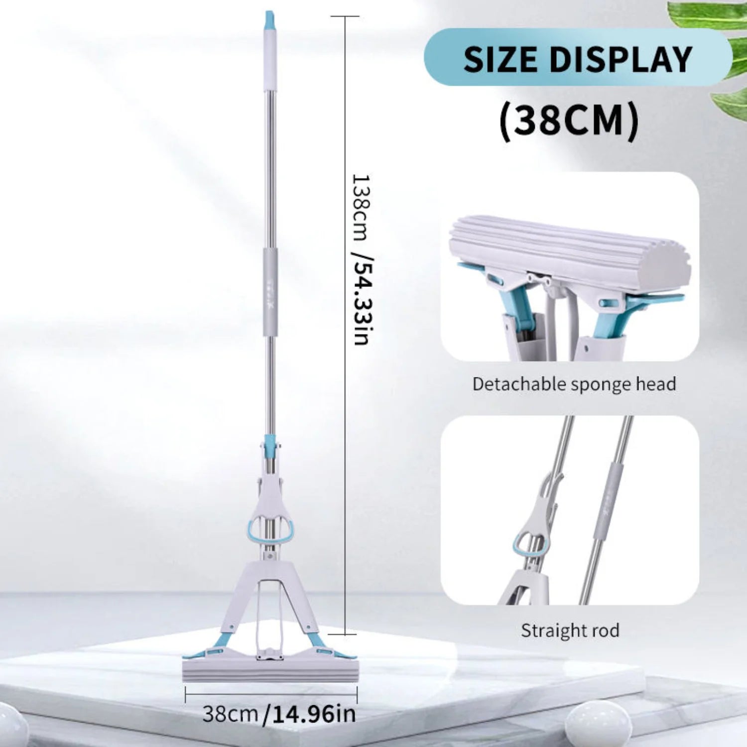 Double Squeeze Floor Sponge Mop – Hands-Free Lazy Cleaning Mop with Super Absorbent Sponge