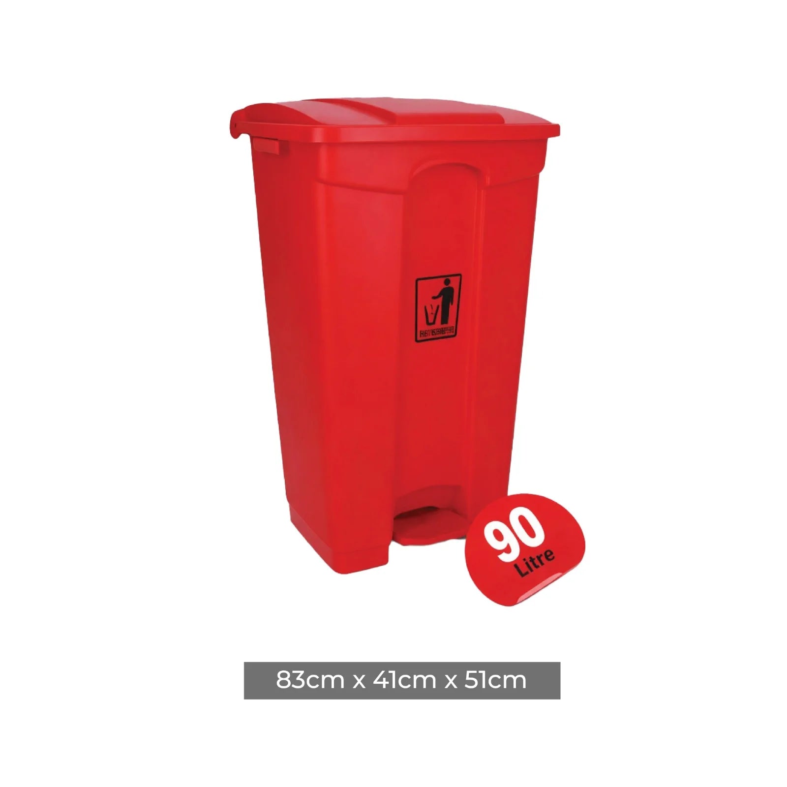 90L Plastic Pedal Bin (83 cm × 41 cm × 51 cm) – Heavy-Duty Foot-Operated Dustbin for Commercial & Office Use