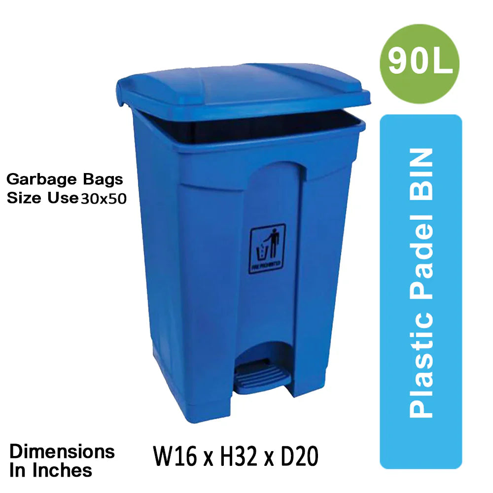 90L Plastic Pedal Bin (83 cm × 41 cm × 51 cm) – Heavy-Duty Foot-Operated Dustbin for Commercial & Office Use