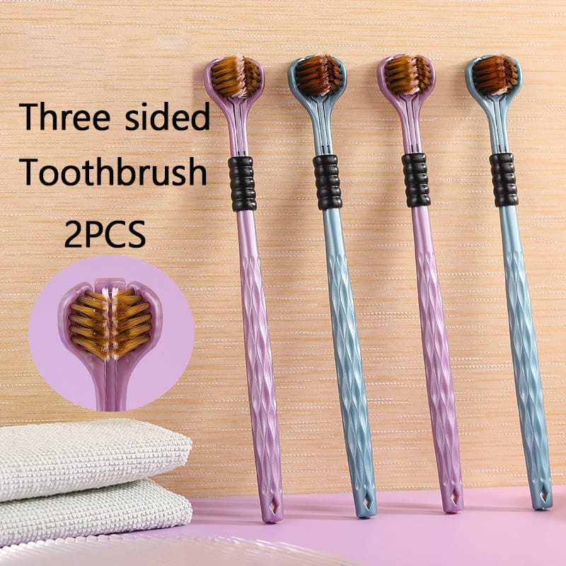 Triple Sided Toothbrush Triple Head Wrap Household Soft Bristles Cleaning Daily Sensory Toothbrush