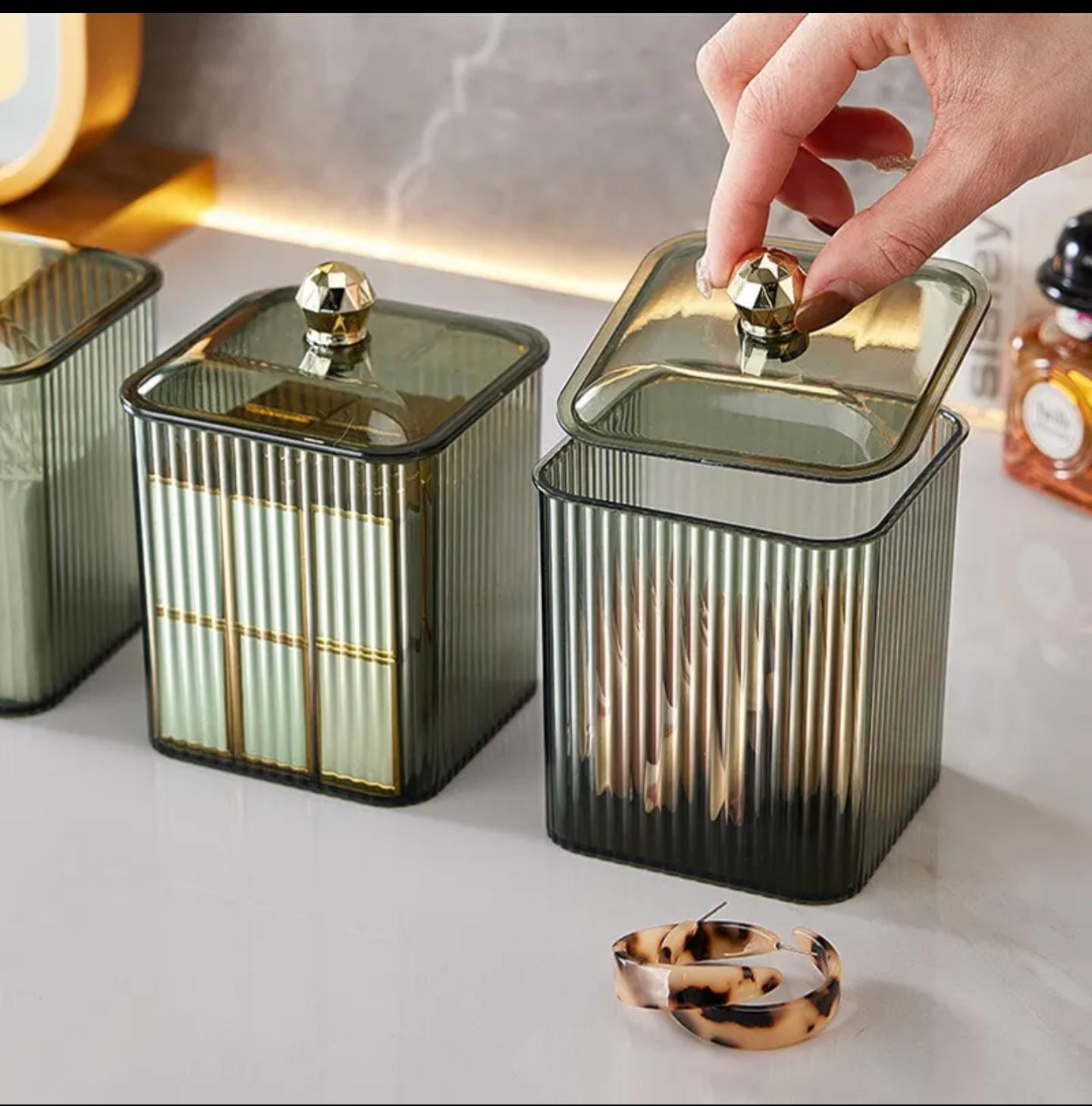 Luxury Transparent Lipstick Makeup Cotton Swabs Holder