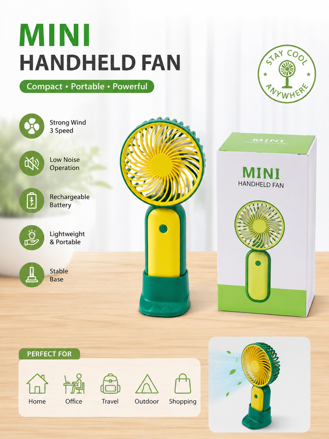 Mini USB Rechargeable Hand Held Fan