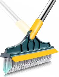 2-in-1 Floor Scrubber Brush & Rubber Wiper for Tiles & Bathrooms