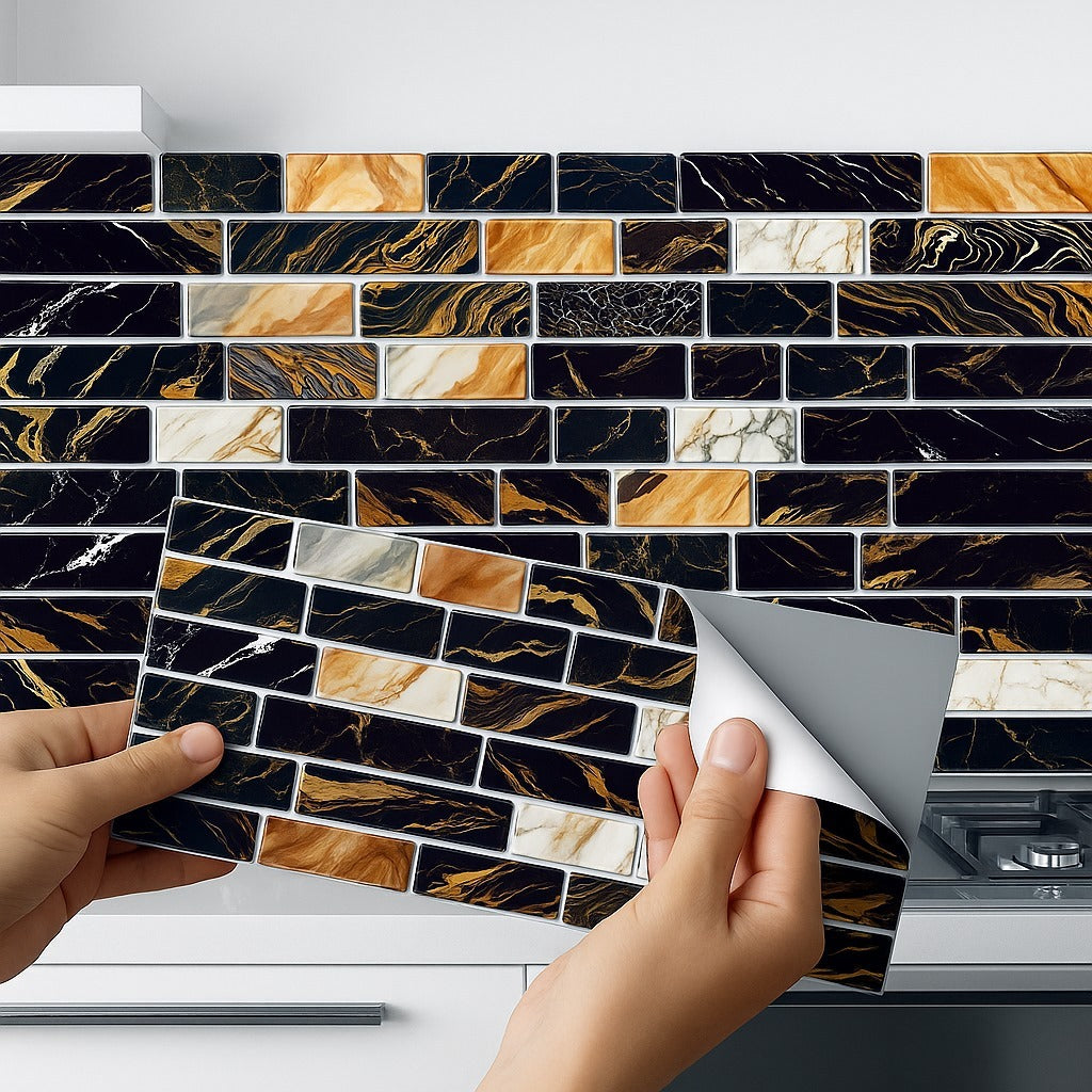 Pack of 24 Pcs Colorful Self-Adhesive Mosaic Tile Stickers (7.5 x 4.5 Inch)