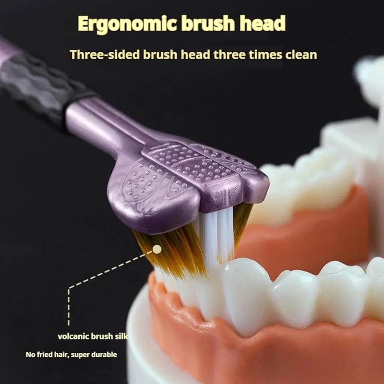 Triple Sided Toothbrush Triple Head Wrap Household Soft Bristles Cleaning Daily Sensory Toothbrush