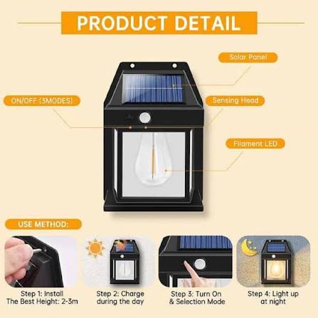 Solar Charge Waterproof Wall Lamp 888 ( Big Size )