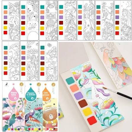 Water Colour Book 7 Pages With Brush
