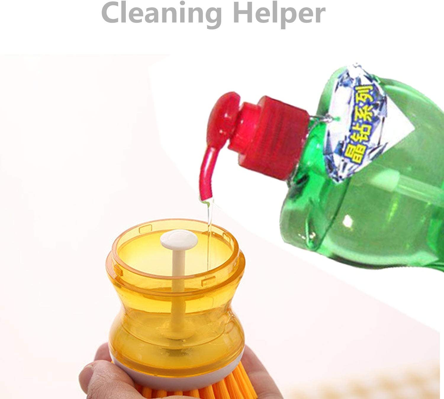 Dish Brush with Handle Soap Dispenser