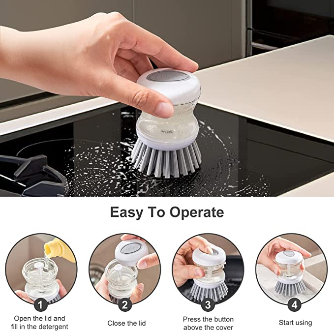 Dish Brush with Handle Soap Dispenser