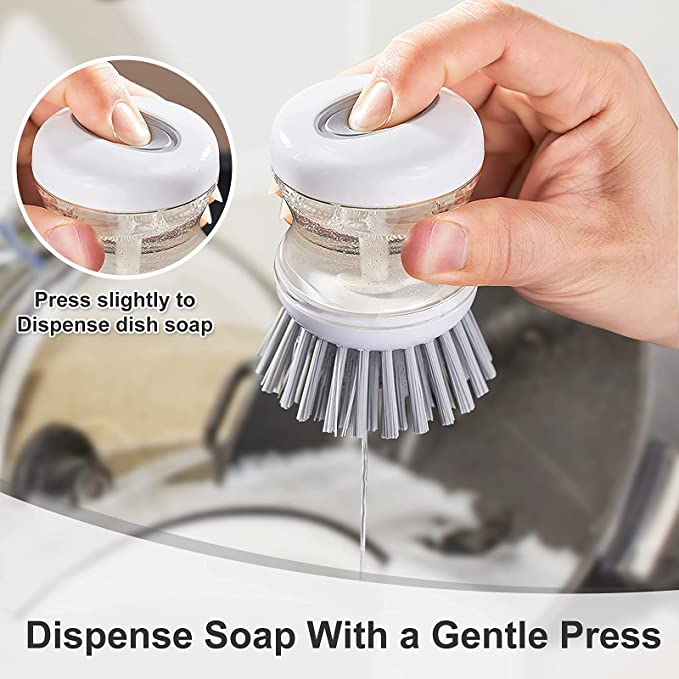 Dish Brush with Handle Soap Dispenser