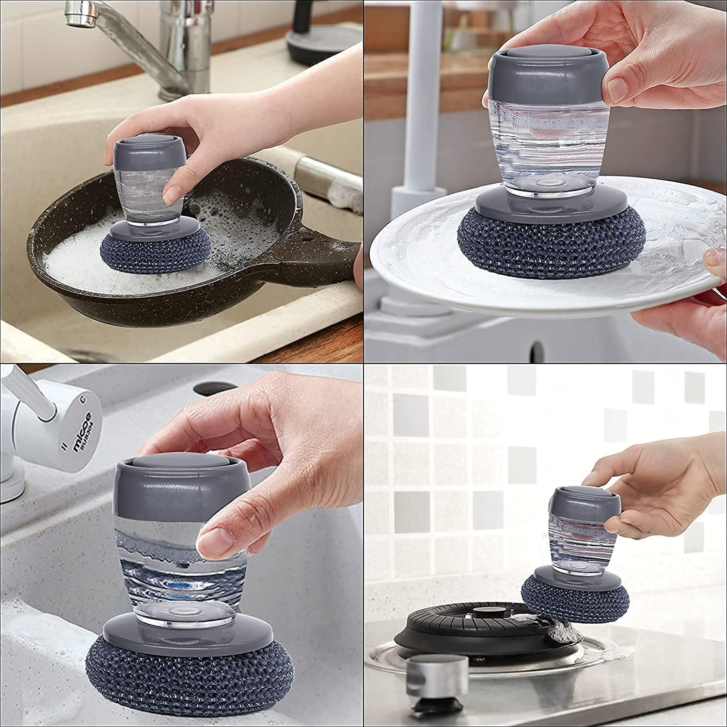 Kitchen Soap Dispensing Palm Brush